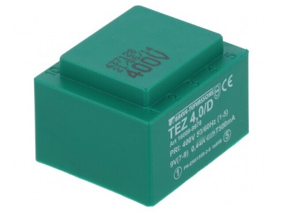 Transformator &amp;icirc;ncapsulat 4VA 400VAC 9V PCB IP00 foto