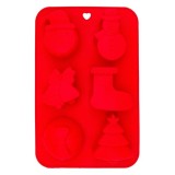 Forma de copt din silicon cu 6 compartimente,modele Craciun,26x17x2.5 cm, Oem