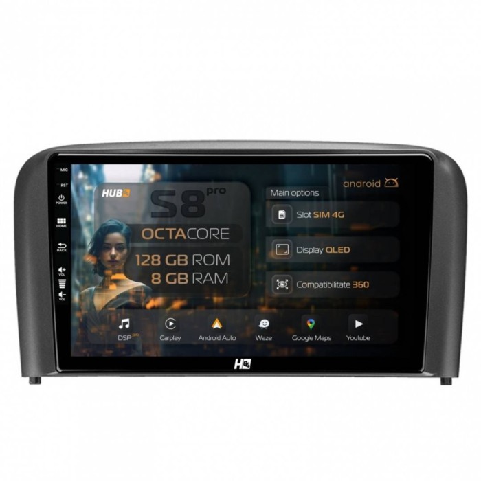 Navigatie Volvo S80 (1998-2004) 8GB RAM Android 13 Octacore Slot Sim 4G DSP GPS Wi-FI Carplay Android Auto USB Bluetooth Waze Touchscreen 9 Inch