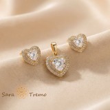 Cumpara ieftin Set Inima Elegantei , Set bijuterii placat cu aur 14K cu cristale zirconia