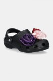 Crocs papuci Classic Rossete Clog femei, culoarea negru, 210388
