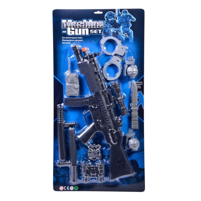 Set de joaca Machine Gun, arma si accesorii, 10 piese Set de joaca Machine Gun, arma si accesorii, 10 piese
