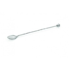 Lingura inox rasucita pentru bar, capat muddler, 28 cm