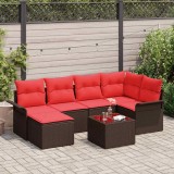 vidaXL Set de canapele pentru grădină 7 pcs Maro poliratan 3354113