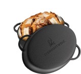 Oala cu capac Steinzeitwerk din fonta, 6 l, 2in1, pentru cuptor, plita, gaz, electric, cu inductie, ovala, 35x25x17 cm, negru, resigilat