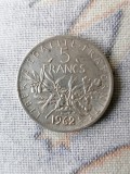 Moneda Argint FRANTA 5 Franci 1962 - Numismatica Argint Franceza
