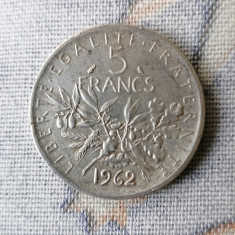 FRANȚA 5 FRANCI 1962 Argint 1