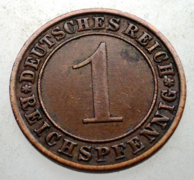 B.171 GERMANIA WEIMAR 1 REICHSPFENNIG 1932 A foto