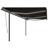 VidaXL Copertină retractabilă manual cu LED, antracit, 6x3,5 m