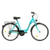 Bicicleta de oras DHS Citadinne 26 inch turcoaz cadru otel 6 viteze V-brake confortabila dotari complete