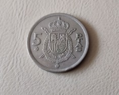 Spania - 5 pesetas (1975) - regele Juan Carlos I - monedă s370