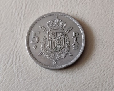Spania - 5 pesetas (1975) - regele Juan Carlos I - monedă s370 foto