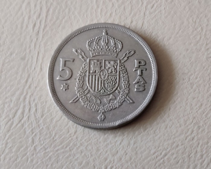 Spania - 5 pesetas (1975) - regele Juan Carlos I - monedă s370
