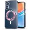 Husa pentru samsung galaxy a15 4g, atasare magnetica, magsafe, pink wreath 5, clear