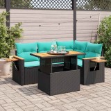 vidaXL Set mobilier de grădină cu perne, 5 piese,poliratan/lemn acacia 3327592