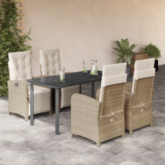 Set mobilier de gradina cu perne, 5 piese, bej, poliratan