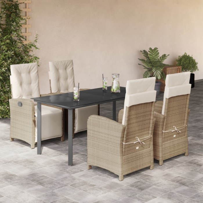 vidaXL Set mobilier de grădină cu perne, 5 piese, bej, poliratan