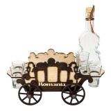 Set 6 pahare Shot cu sticla, pe suport, model caruta / EXT 6094