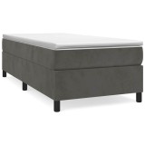 Cumpara ieftin Cadru de pat cu arcuri, gri inchis, 100x200 cm, catifea