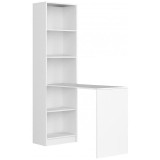 Cumpara ieftin Birou calculator cu biblioteca, placa laminata, 5 rafturi, alb, 125x50x180 cm, Smart, Akord