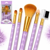 Set 5 bucăți pensule cosmetice multifuncționale pentru machiaj, mov