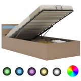 Gossi cadru pat hidraulic led cappuccino 100x200 cm piele ecologica