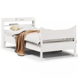 VidaXL Cadru de pat cu tăblie, alb, 90x190 cm, lemn masiv pin 3307066