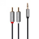 Cablu audio jack 3.5mm la 2 x RCA T-T 10m, KM1215, Oem