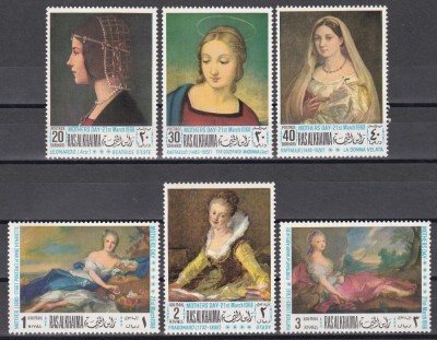 Ras Al Khaima 1968 - Picturi - Ziua Mamei, 2 Serii scurte, MNH foto