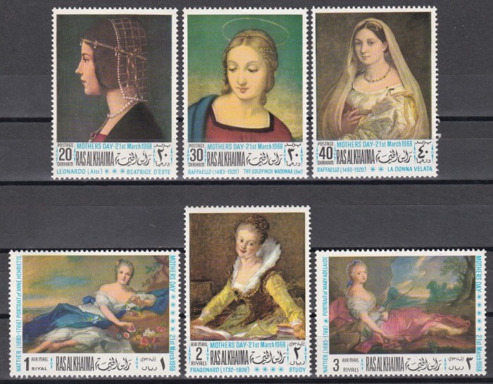 Ras Al Khaima 1968 - Picturi - Ziua Mamei, 2 Serii scurte, MNH