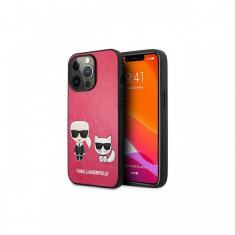 Husa iPhone 13 Pro Karl Lagerfeld Ikonik Karl & Choupette Fuchsia