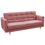 Canapea tapitata cu 3-locuri, material textil roz invechit, AMEDIA