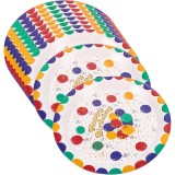 Cumpara ieftin Set 10 farfurii multicolor 18 cm, Happy Birthday, carton, rotunde, 50 g