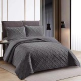 CUVERTURĂ PAT UNI + 2 FEȚE DE PERNĂ &ndash; NEGRU