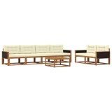 vidaXL Set de canapele de exterior cu pernă 7 pcs Natural și Crem 3382353