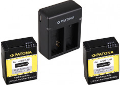 PATONA | Incarcator DUAL USB pt GoPro HERO 3 AHDBT-301 + 2 acumulatori foto