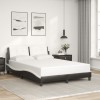 VidaXL Cadru de pat cu tăblie, negru/alb, 140x200 cm, piele ecologică