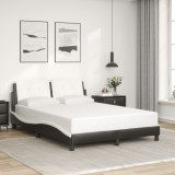 VidaXL Cadru de pat cu tăblie, negru/alb, 140x200 cm, piele ecologică