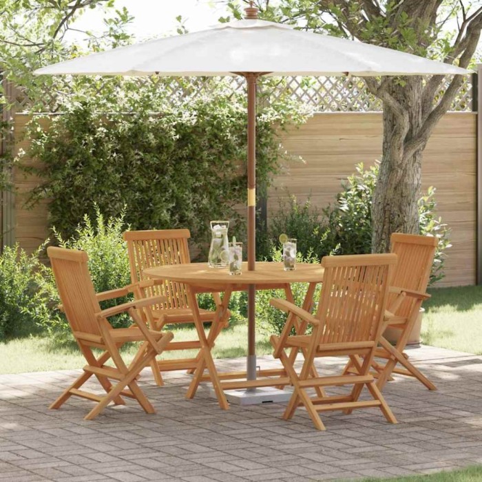 vidaXL Set de masă pentru grădină 5 pcs Maro Lemn masiv de tec 3385970