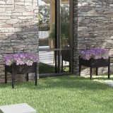 Cumpara ieftin Jardiniere grădină, 2 buc., negru, 70x70x70 cm, lemn masiv pin