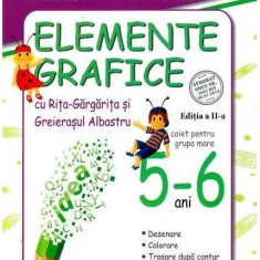 Elemente grafice cu Riţa Gărgăriţa şi Greieraşul Albastru, caiet pentru grupa mare 5-6 ani - Paperback brosat - Alice Nichita, Nicoleta Din, Irina Ter