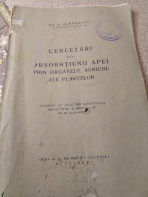 J cercetare asupra absorției apei de către organism 1931 foto
