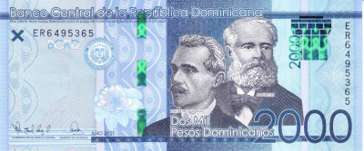 Bancnota Republica Dominicana 2.000 Pesos Dominicanos 2021 - P194 UNC foto