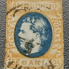 România Lp 28 Carol I 1869 25 bani stampilat