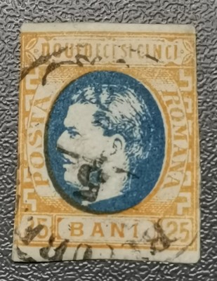 Rom&amp;acirc;nia Lp 28 Carol I 1869 25 bani stampilat foto