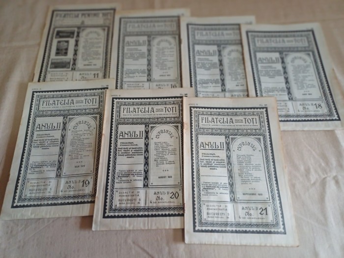 LOT 6 REVISTE FILATELIA PENTRU TOȚI, ANUL II - 1933 - NR. 21, 20, 19, 18, 17, 16 * 38