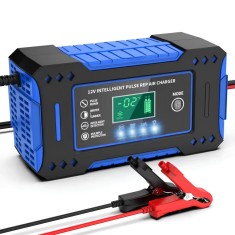Redresor auto, multifunctional, 12 V, 6 A, afisaj LCD, negru albastru