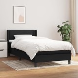Cumpara ieftin Pat box spring cu saltea, negru, 90x190 cm, textil