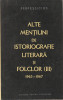 PERPESSICIUS - ALTE MENTIUNI DE ISTORIOGRAFIE LITERARA SI FOLCLOR (III) 1963 -67