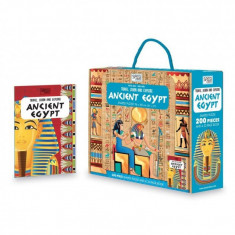 Carte pentru copii Cunoaste si exploreaza Egiptul Antic Sassi, 32 pagini, puzzle inclus, 200 piese, limba engleza, 6 ani+